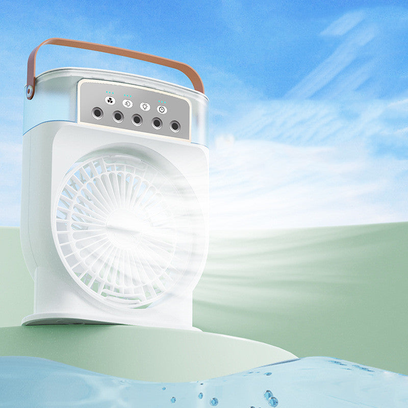 Portable USB Air Conditioner Cooling Fan With 5 Sprays 7 Color Light 600ML Water Tank Spray Mist Air Cooler Humidifiers 859f1