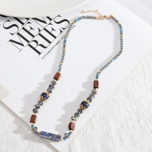 Trendy Design Blue Point Stone Rectangular Beaded Necklace 85b7be1a eb0c 49cc 9e4c b758c94056d6