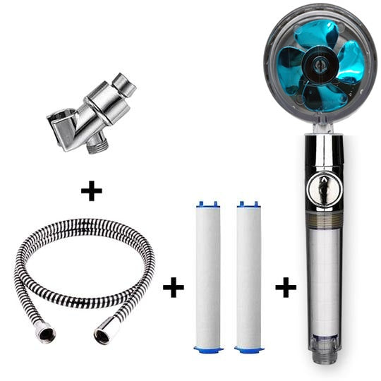 Propeller Driven Shower Head With Stop Button And Cotton Filter Turbocharged High Pressure Handheld Shower Nozzle 85cf1547 a9