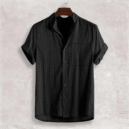 Men's Stand Collar Cotton Cardigan Short Sleeve Thin 85da9ece c305 4d42 90d0 1d110e357933