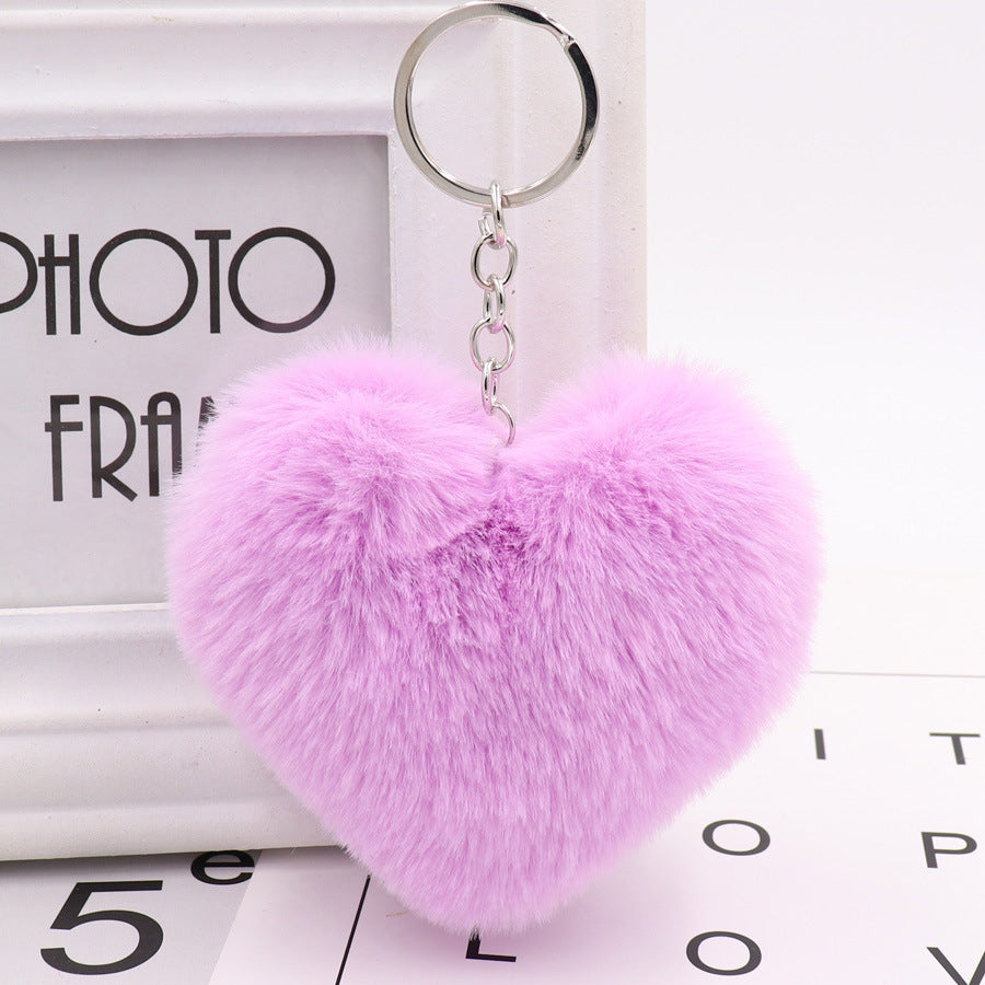 Heart-shaped Fur Ball Keychain Rex Rabbit Plush Car Pendant 85e92ede 7e46 4706 b6f0 4c929e39f494