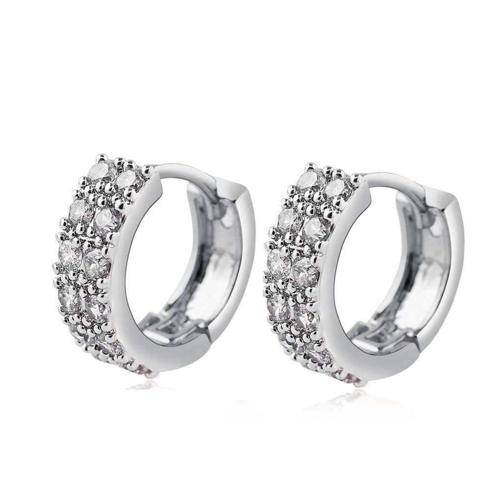 Two-color Plating Fine Zircon-embedded Earrings Women 85f7ddae c057 42b3 a94a 80aacba26b9e