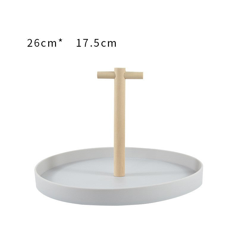 Round solid wood portable tray 860269338874