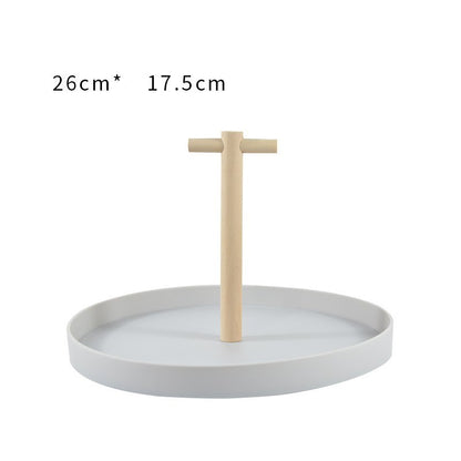 Round solid wood portable tray 860269338874