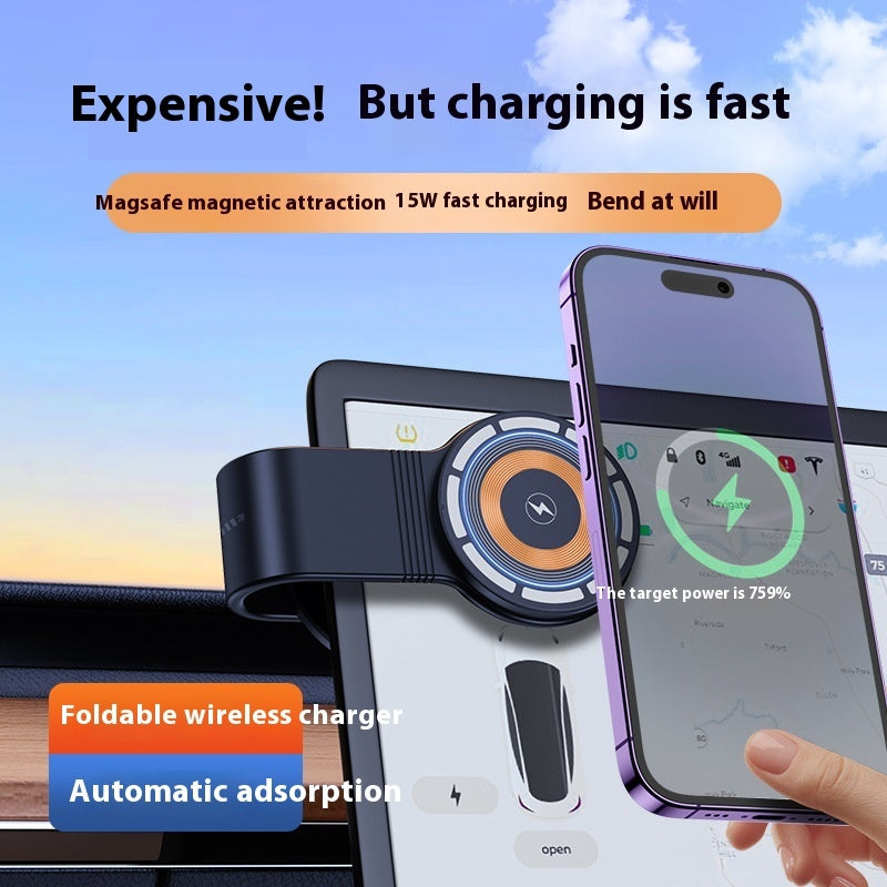 Large Screen Dashboard Bending Magnetic Suction Wireless Charger On-board Bracket - 图片 1