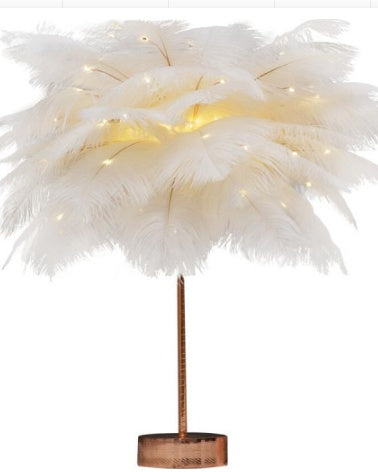 Feather Lamp Nordic Desk Lamp European-Style Bedroom Bedside Feather Table Lamp Night Light Table Lamp Decoration Modern 8626
