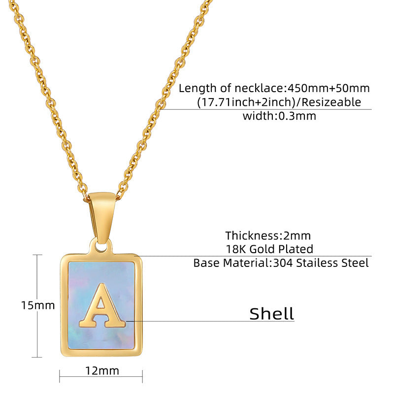 Titanium Steel 26 English Letter Necklace Blue Shell 8631f050 2691 4100 a6ea 1a2181d76c1f
