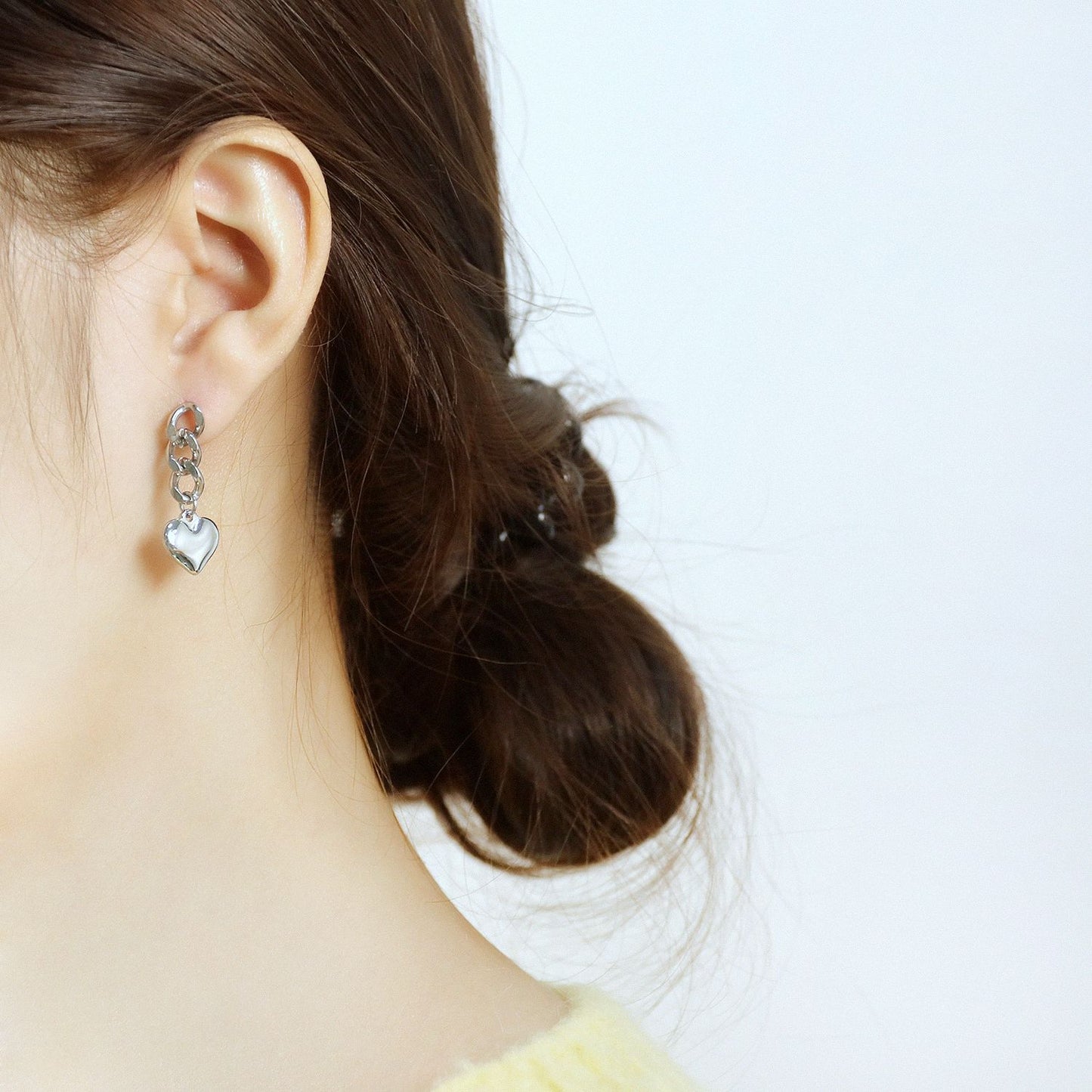 Sweet And Cool Style Peach Heart Chain Tassel Earrings 864a1fa1 1b5b 4c8c a29f 7fe88003257e