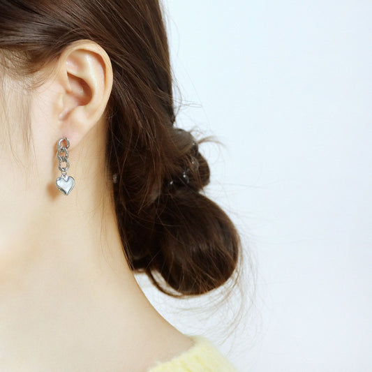 Sweet And Cool Style Peach Heart Chain Tassel Earrings 864a1fa1 1b5b 4c8c a29f 7fe88003257e