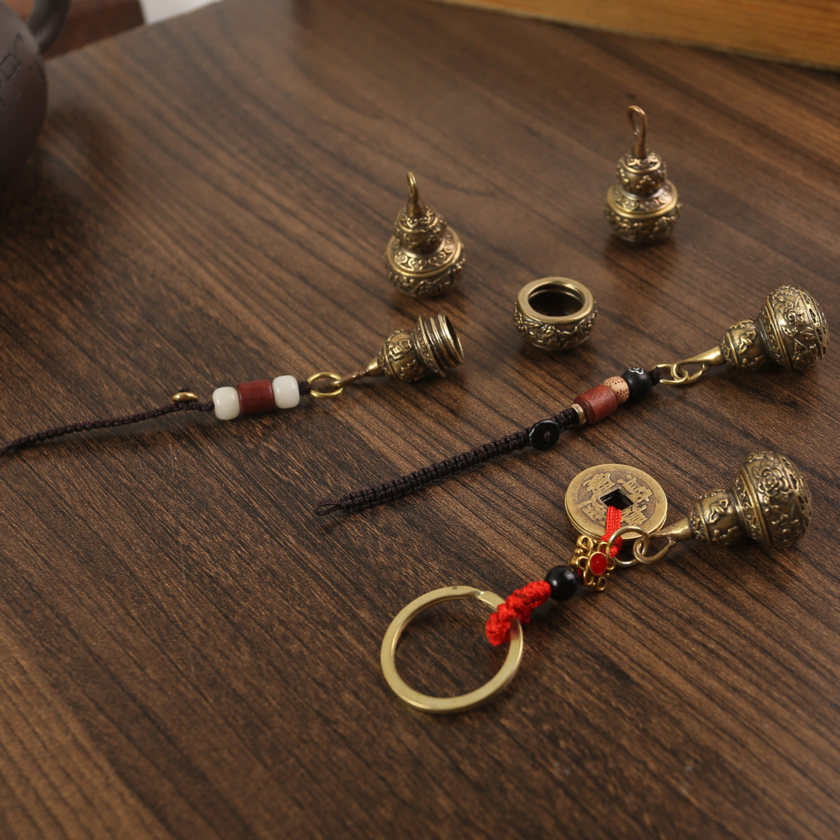 Retro Rich Gourd Middle Opening Pure Copper Keychain Pendant 864eebcc 2289 420e bf5b 8ea0684aa9be