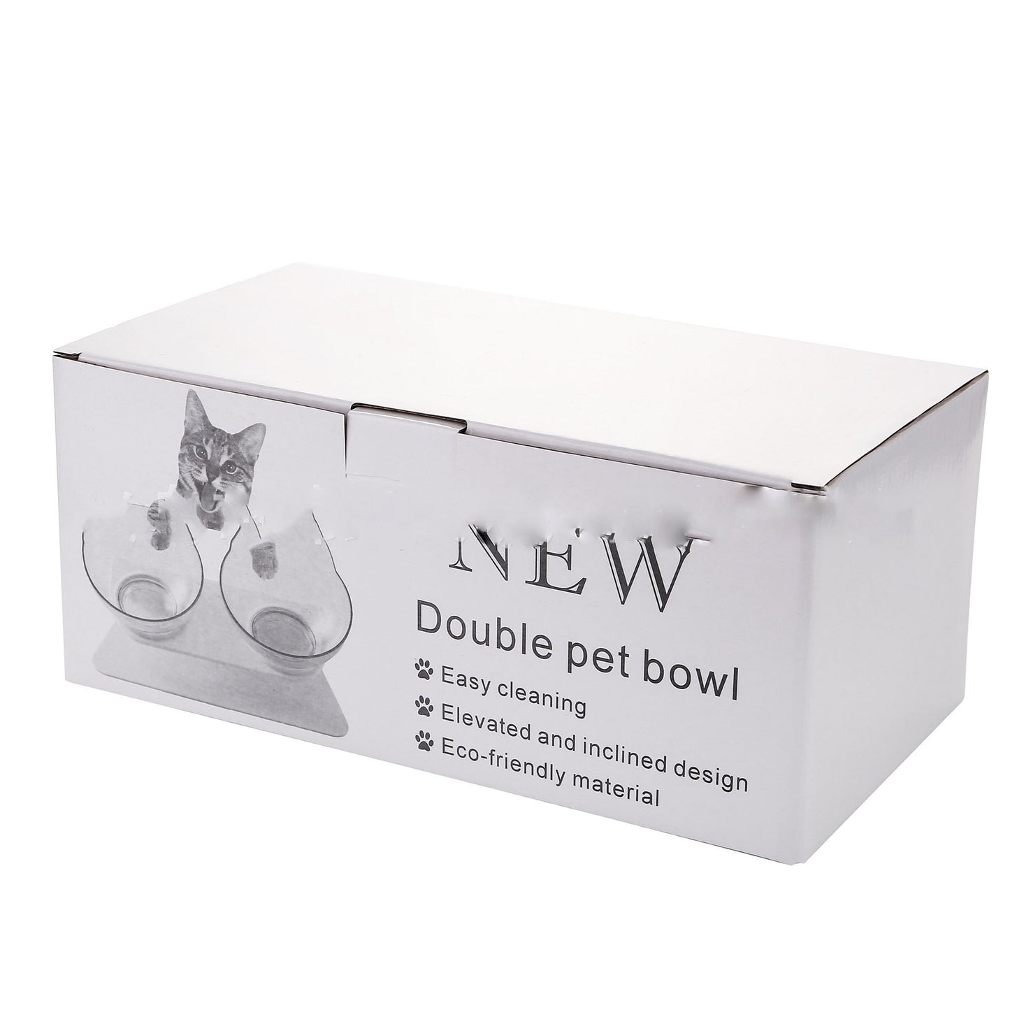 Non Slip Double Cat Bowl With Raised Stand Pet Food Cat Feeder Protect Cervical Vertebra Dog Bowl Transparent Pet Products 86