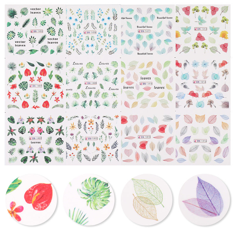 Nail Beauty Water Printing Stickers Sticker Paper Large Leaves Colorful Pattern Fairy Feng Shui Sticker Decorations 869896c7 