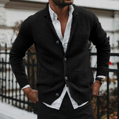 Solid V-neck Long Sleeve Pocket Knitted Sweater Coat 869a589d 1f65 4975 8795 7aeba62200ee