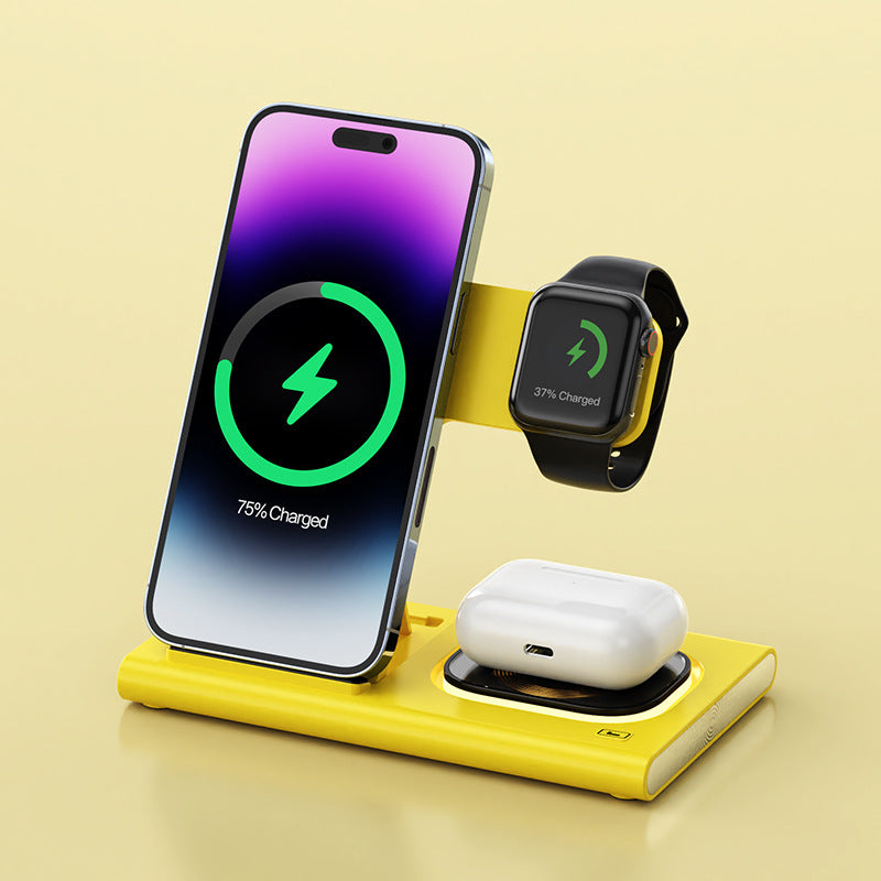 3 IN 1 15W Wireless Charging Charger Magnetic Desktop Night Light Iwatch Fast Charging Stand Gift Customization - HD Wireless Product #8