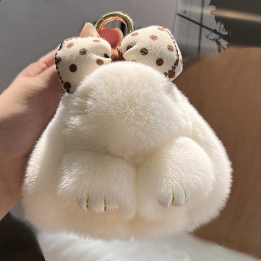 Rabbit Fur Bow Bunny Car Key Ring 86de3277 294a 4f7a 9b10 286c9923250d