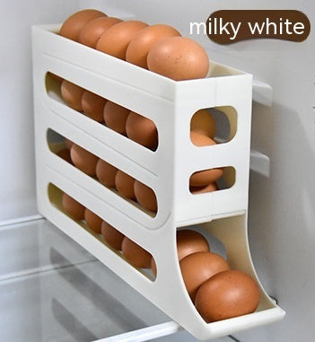 Refrigerator 4-Layer Automatic Egg Roller Sliding Egg Tray Refrigerator Side Door Large Capacity Holder Egg Storage Box Kitch