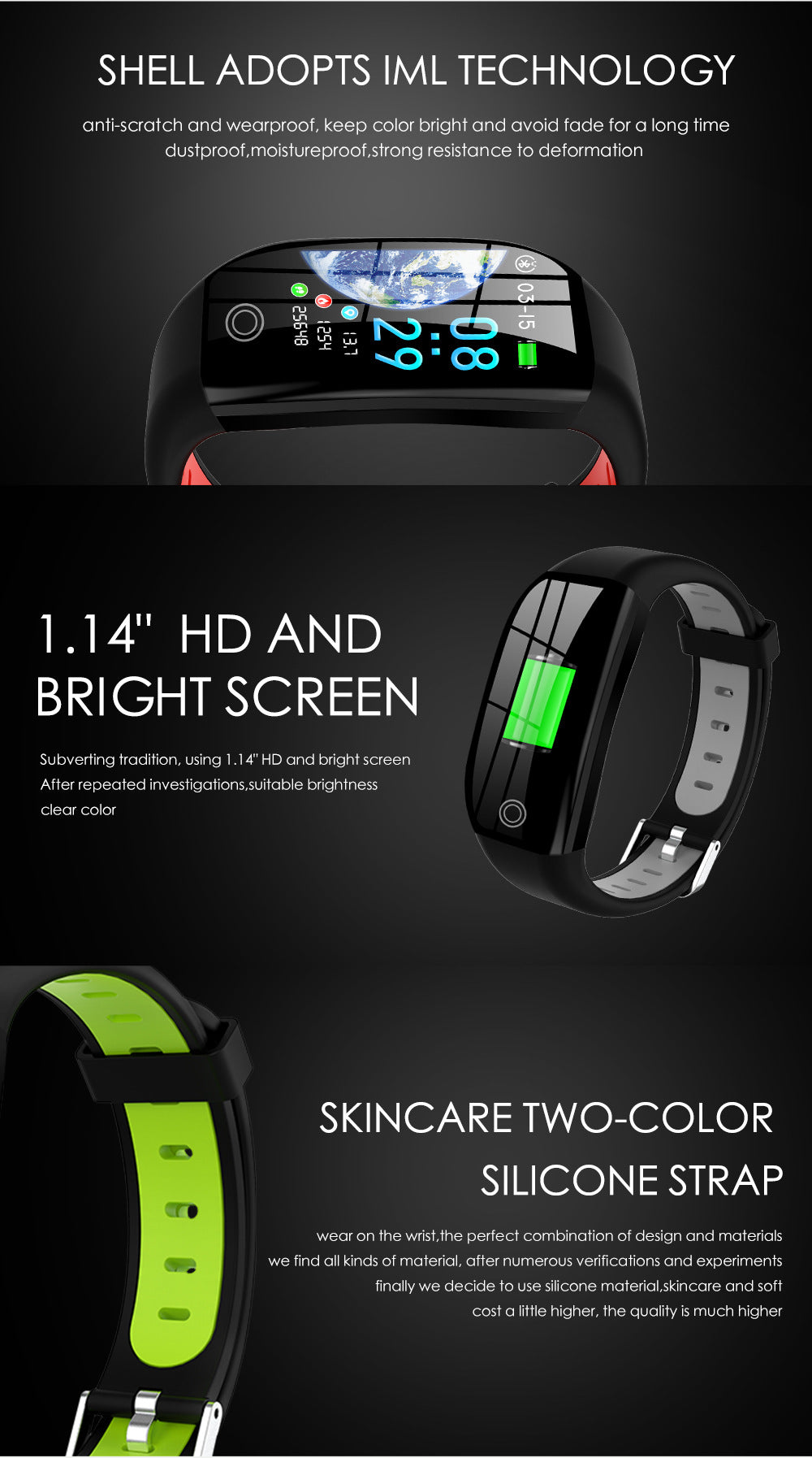 Цветной экран F21 Smart Bracelet Monitor Sleep