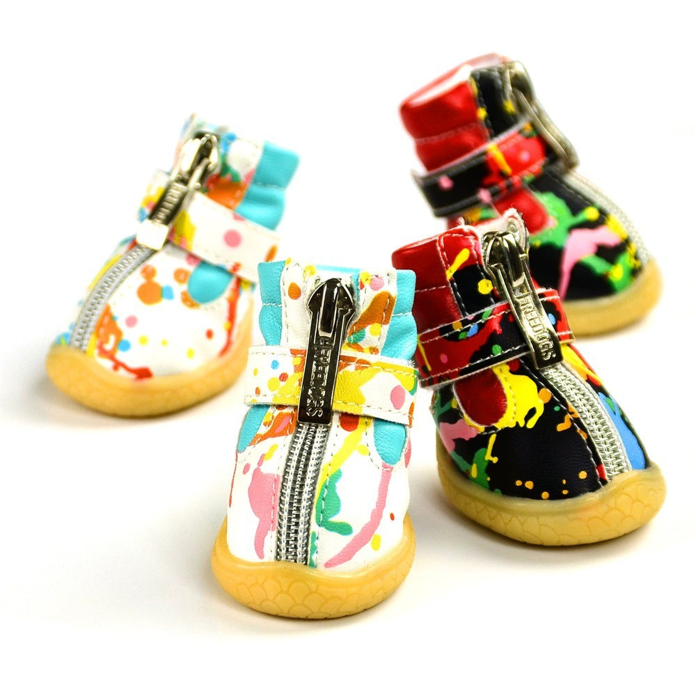 Dog PU Leather Fleece-lined Pet Cotton Shoes 87258e22 4249 409a bd86 03f89d10248d