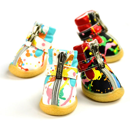 Dog PU Leather Fleece-lined Pet Cotton Shoes 87258e22 4249 409a bd86 03f89d10248d
