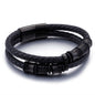 Gold Color Stainless Steel Leather Bracelet Men Black Mens Leather Wrap Bracelets Jewelry Wristband With Magnet Clasp 8733791