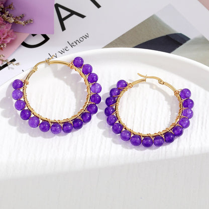 Natural Stone Stainless Steel Winding Earrings 873ea13a 63fc 4b61 ac04 dcdea53a742c