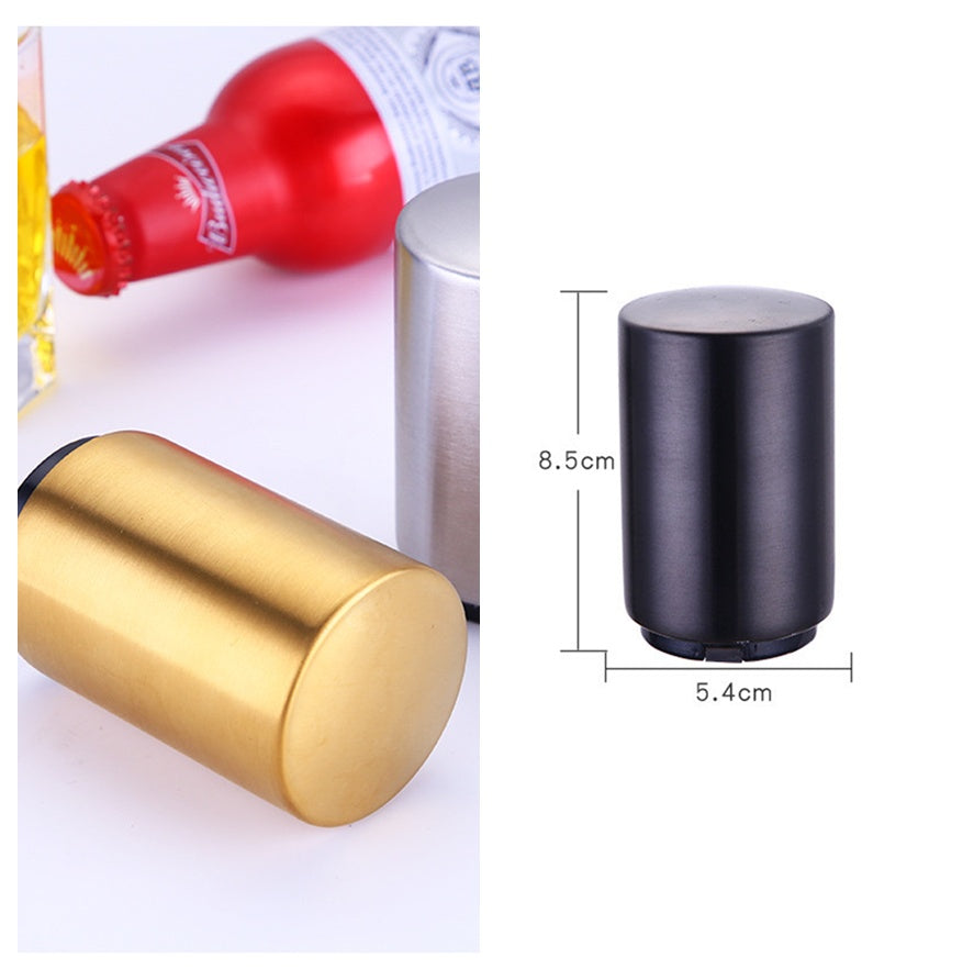 Portable Magnetic Automatic Beer Bottle Opener Bar Accessories Decor Stainless Steel Wine Can Openers with Brushed Metal 8746