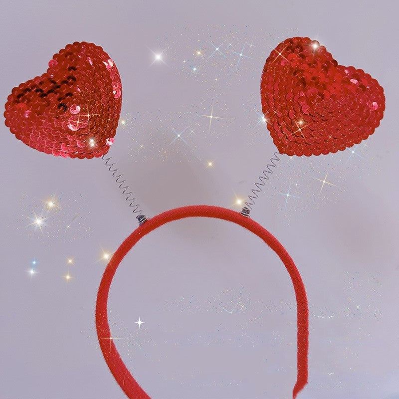 Fashion Headband Holiday Party Headdress Red Paillette Love Headband 87572841 b58c 406d 8537 35cbac0cf42a