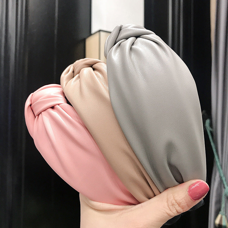 PU imitation leather knotted headband 8764652707089