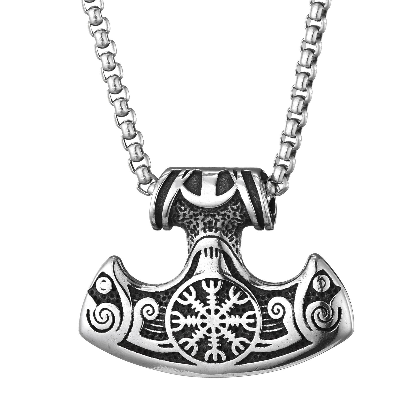 Viking Boat Snow Pattern Hammer Pendant Necklace 876650b5 0040 4abd b868 fc05eaf68719