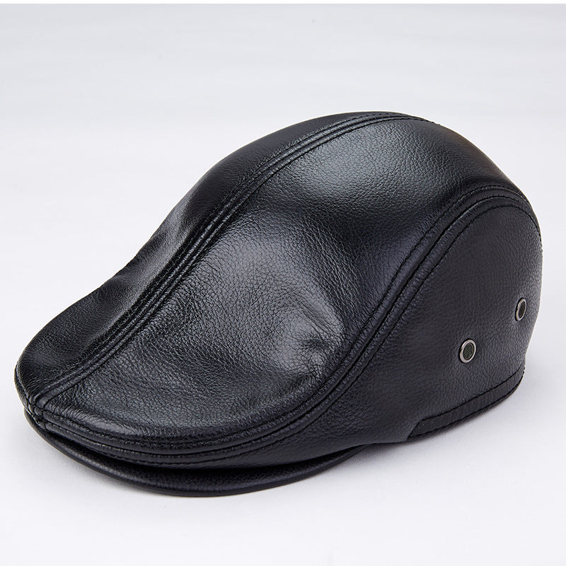 Men Genuine Cowhide With Ear Flaps Beret Hats 877481132860