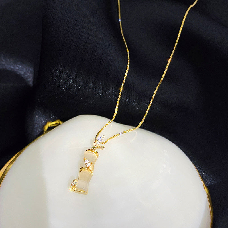 Design Sense Bamboo Pendant Titanium Steel Necklace 8777043817812