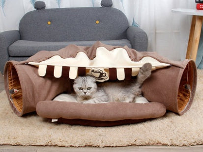 Pet Cats Tunnel Interactive Play Toy Mobile Collapsible Ferrets Rabbit Bed tunnels Indoor Toys Kitten Exercising Products 877