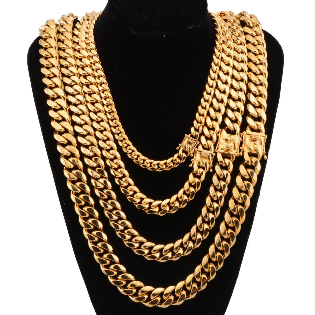 Hot Stainless Steel Link Gold Miami Cuban Border Chain Men Women Jewelry Necklace Or Gift Bracelet Xams 879512533780