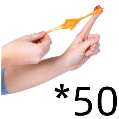 Catapult Launch Rubber Catapulted Chicken Toys Light Finger Prank Stretchy Flying Ejection Toy Slingshot Turkey Sticky 87b0e9