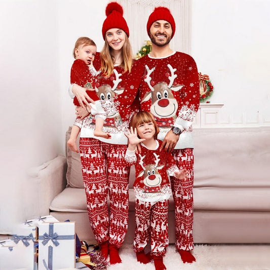 Parent-Child Two-piece Suit Elk Printing Pajamas Suit Homewear 87b5b409 ab62 445d b751 076e6f3476f8 trans