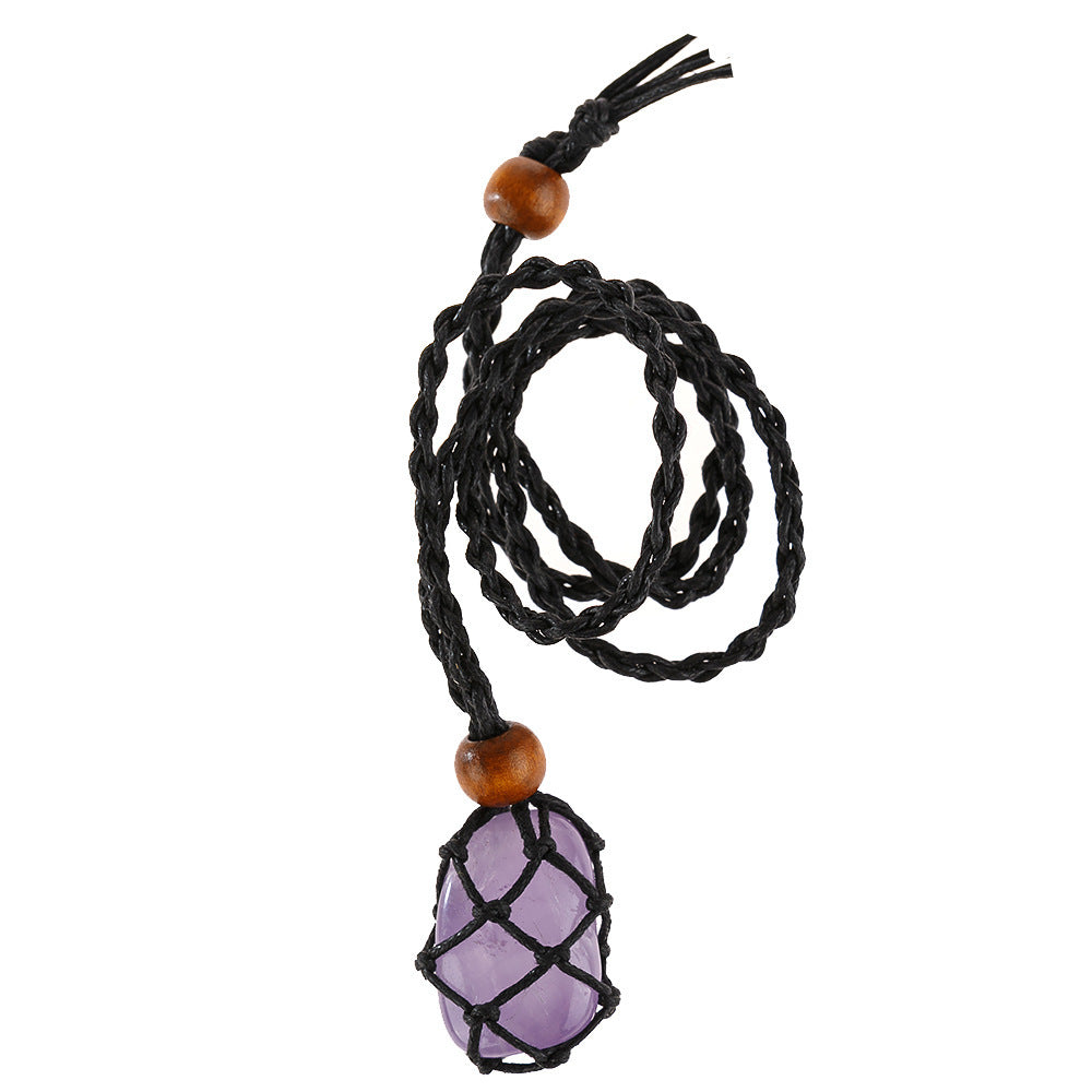 Labradorite Natural Stone Pendant Wrap Braid Necklace Macrame 87c2745b e13c 4580 8881 bd6a6a44dc4a