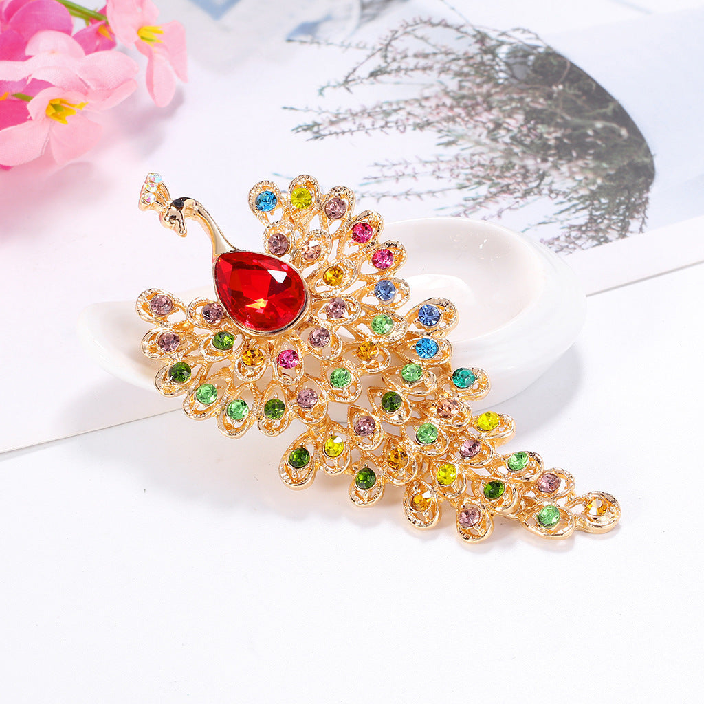 Fashion Peacock Color Rhinestone Glass Brooch 87d40247 b5ae 496b bef6 da802f5b0c6e