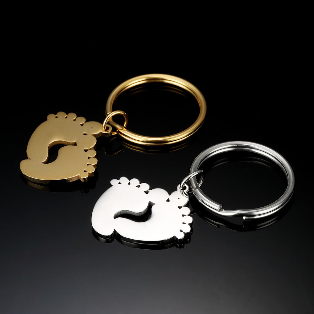 Stainless Steel Jewelry Pendant Two-color Foot Keychain Love 87dc3689 09b1 42bc ba03 37ad327f39c9