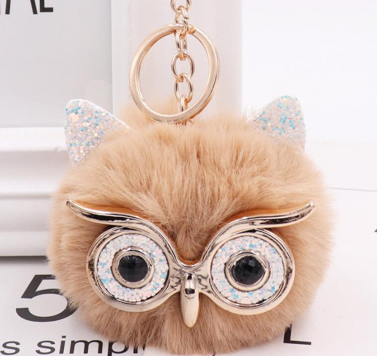 Lovely Owl Plush Doll Kids Favors Fur Ball Key Chain 880961101594