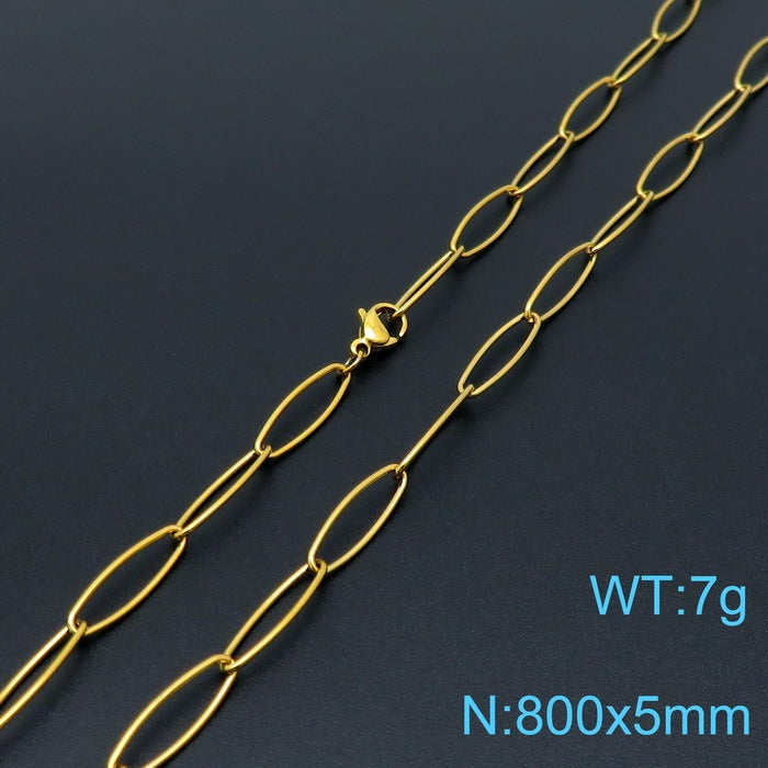 European And American Style Fashion Simple Titanium Steel Oval Ring Clavicle Chain Necklace 882e86be 3b13 4949 95cc 2a9d69e58