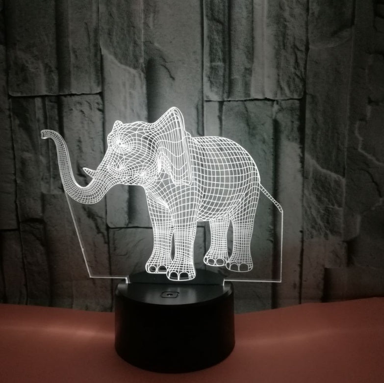 New elephant 3D light Colorful touch 3D LED visual light Gift decoration 3D small table lamp 883460269313