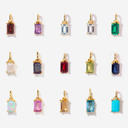 Rectangular 12month Birthday Stone Pendant Colorful Zircon Clavicle Chain 88383a74 500d 4c0b b4ef f7da6230eae0