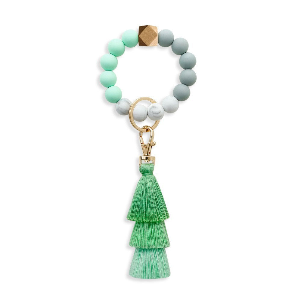 Silicone Wrist Keychain Handmade Beaded Leather Tassel Bracelet 88570d7b 0a84 4d3d aa19 0895c6ea3670
