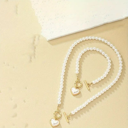 Love Pearl OT Buckle Necklace, Bracelet Set