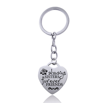 Stainless Steel Heart Sisters Best Friends Inspirational Keychains 886ab3f4 bd8f 427b 8158 b76577f10569