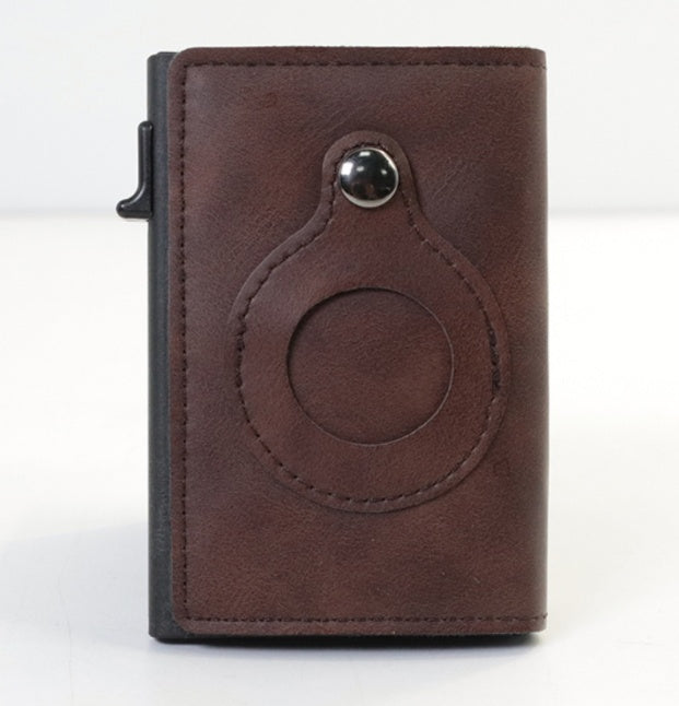 AirTag Wallet Anti Theft Bullet Card Bag Multi-functional Rfid Card Holder Men's Leather Slim Wallets For Airtag Air Tag 886f