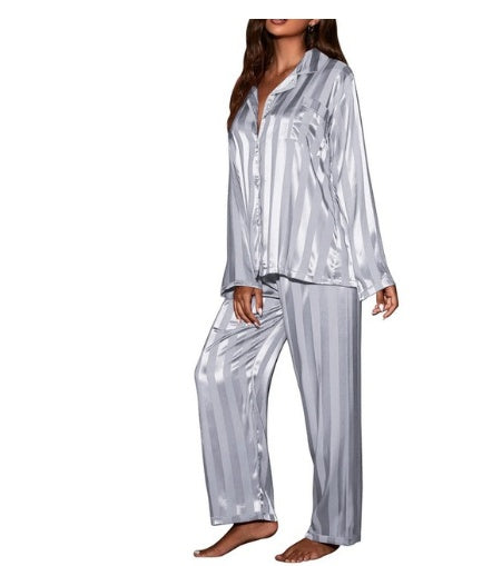 Imitated Silk Pajamas Women's Ice Silk Long Sleeve Loose Homewear 887ed7c6 3aff 4963 a3cd ee07776ab619