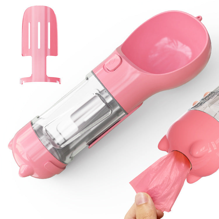 Pet Water Bottle Feeder Bowl Garbage Bag Storage Portable Pet Outdoor Travel 3 In 1 Dog Water Bottle 888402392874