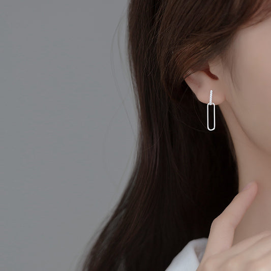 S925 Silver Geometric Hollow Line Diamond Oval Earrings Women 888a9174 a521 49d9 b119 0268a783f88c