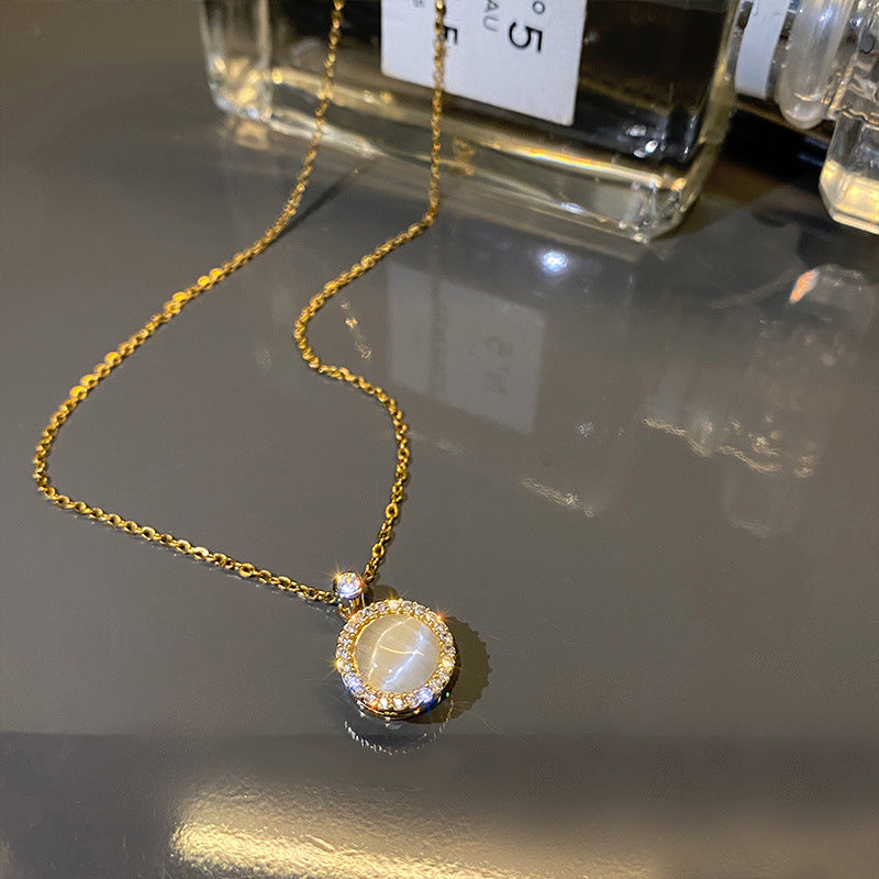 Rotatable Opal Titanium Steel Necklace Female Wild Simple Clavicle Chain 88d69da7 36ee 4699 a34e f42dea6d4501